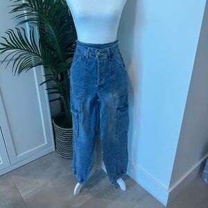 Women's Blue Cargo Jeans